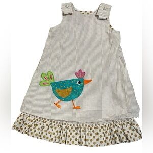 Mulberry Street reversible polka dot ruffle sleeveless bird dress Made in USA